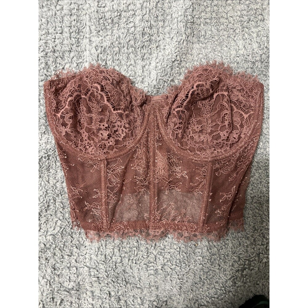 Lace Sheer bustier Sm Pink Y2K cottage core feminine fairy
